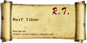 Reif Tibor névjegykártya